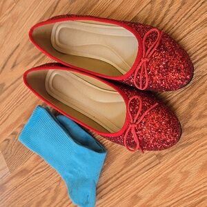Red Glitter Ballet Slippers Flats